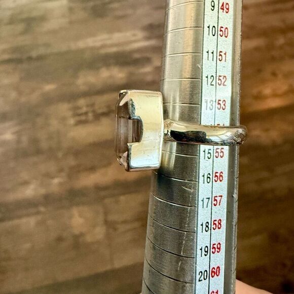 Stunning 5ct Emerald Facted Cut Morganite Statement Ring Sterling Silver Size 7 - Picture 2 of 4